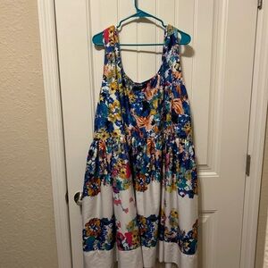 Floral Kids Dress with Blue and White Accents
